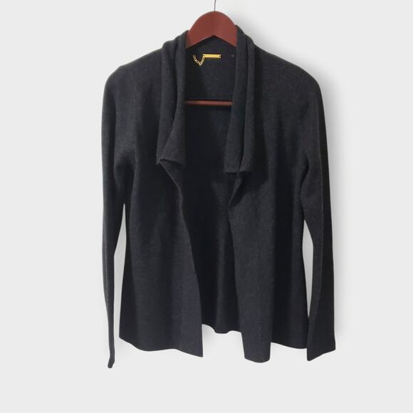 Elie Tahari Womens Draped Front Cashmere Cardigan Dark Grey Sz Small Minimalist - Picture 1 of 12
